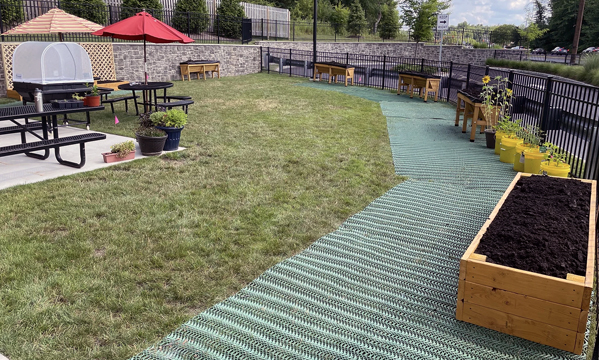 City Green accessible garden with raised beds and wheelchair-friendly surfaces