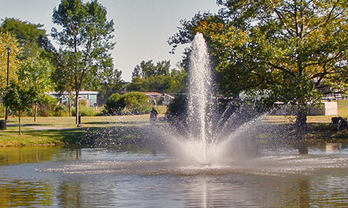 A fountain in a park in Livingston
