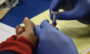 A glucose test at the  Freehold Family Health Day