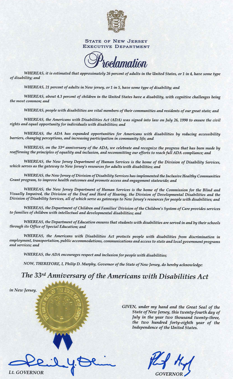 ADA 33rd Anniversary 2023 Proclamation